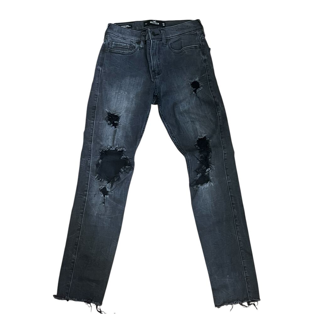 Hollister Distressed Jeans Mens Size 28x30 Staked Skinny Advanced Stretch Black - Picture 2 of 6